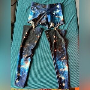 Iconic BlackMilk Galaxy Print Suspender Leggings
